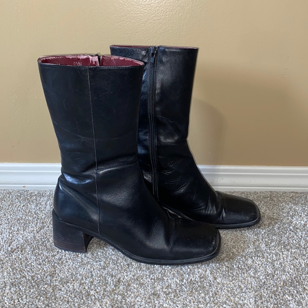 Davos Gomma Italian Leather Square Toe Boots